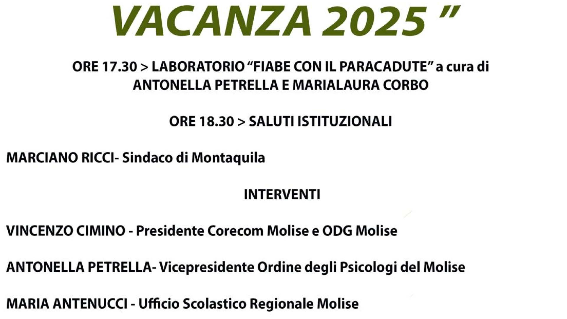 "Il bullismo non va in vacanza 2025" torna a Montaquila